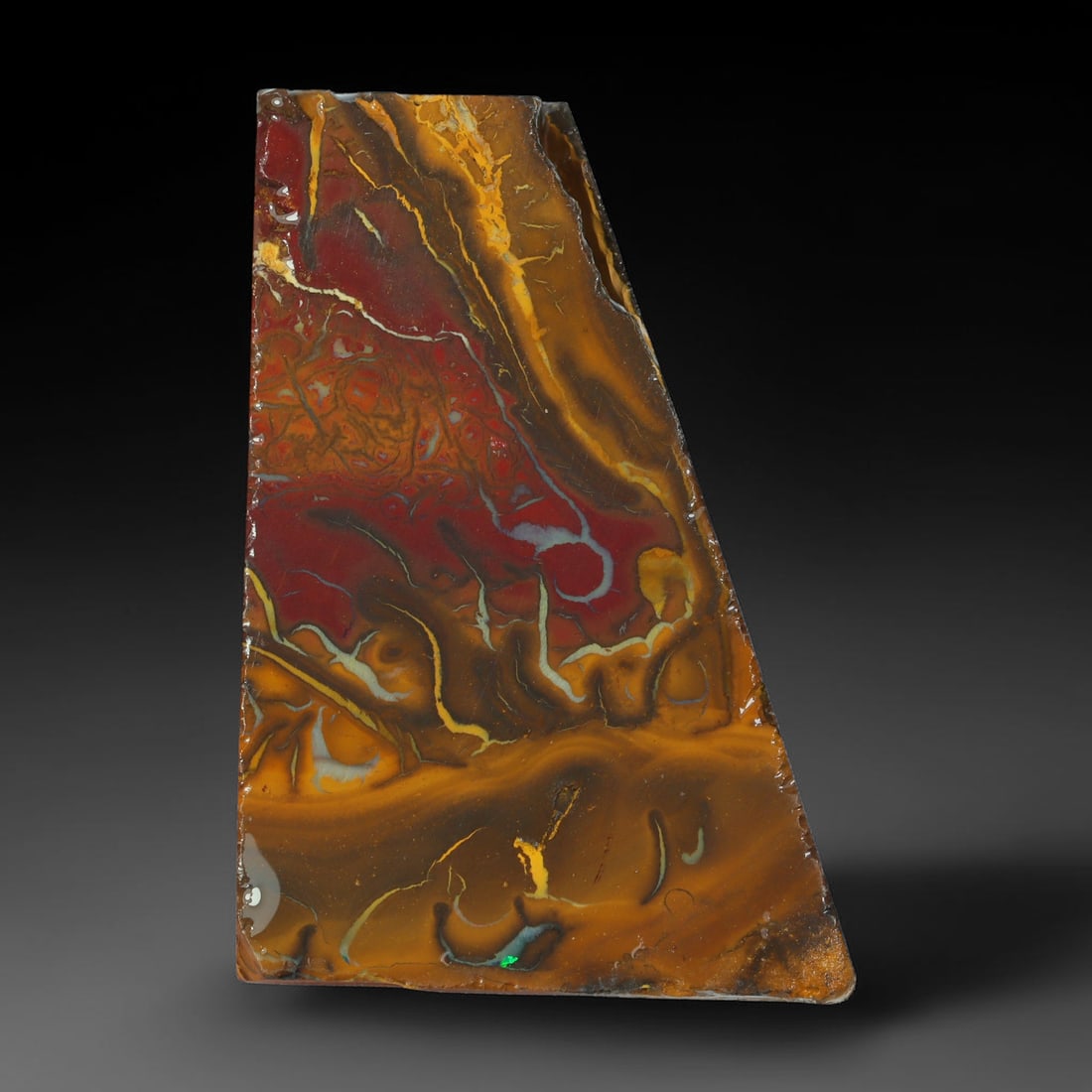 79.16ct Natural Australian Queensland Boulder Opal Sliced Slab Cutting Rough, 95AX: Natural sliced slab rough of Queensland boulder opal cutting grade, featuring rich color ironstone matrix with patterns. The face clearly reveals extensive opal veining and pocket formations running t