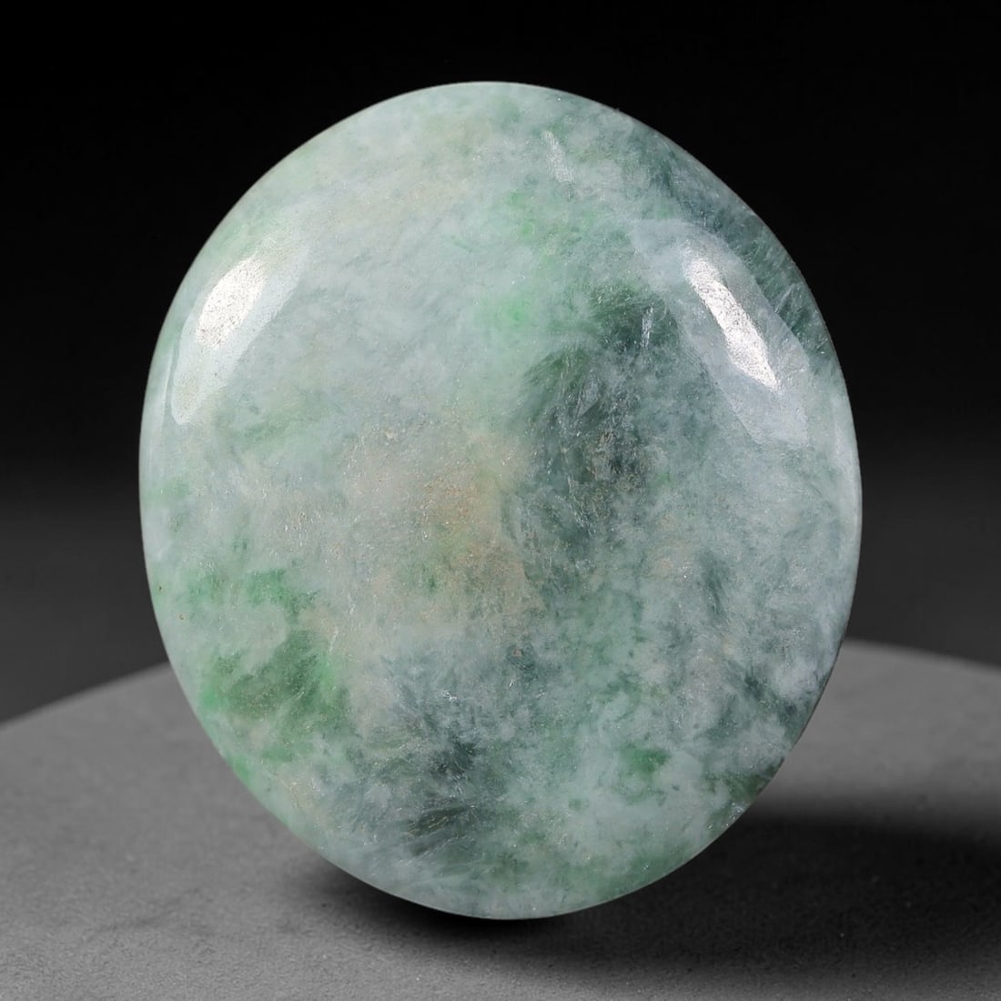 33.50ct Natural Burmese Type A Jadeite Jade Cabochon, 31FB: This single loose natural Burmese Type A jadeite jade cabochon, fully untreated with no dyeing, bleaching or resin impregnation, this genuine Type A jade retains its all-natural crystalline structure 