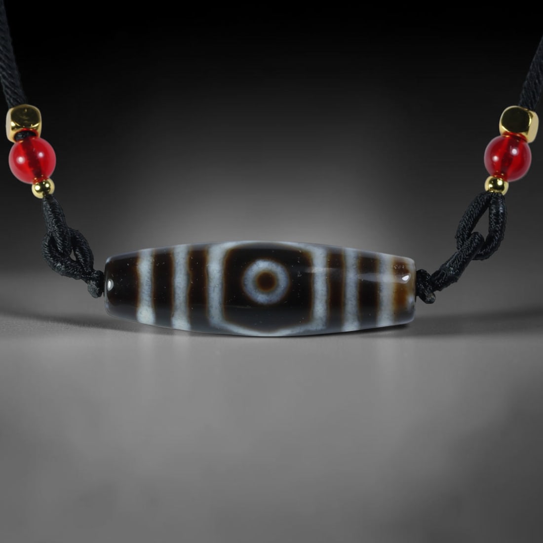 Vintage Tibetan Natural Agate Dzi Bead Pendant, 47AC: Traditional wearable spiritual pendant crafted from solid natural agate stone, rooted in ancient Tibetan cultural and devotional heritage. Agate dzi beads hold immense sacred importance within Tibetan