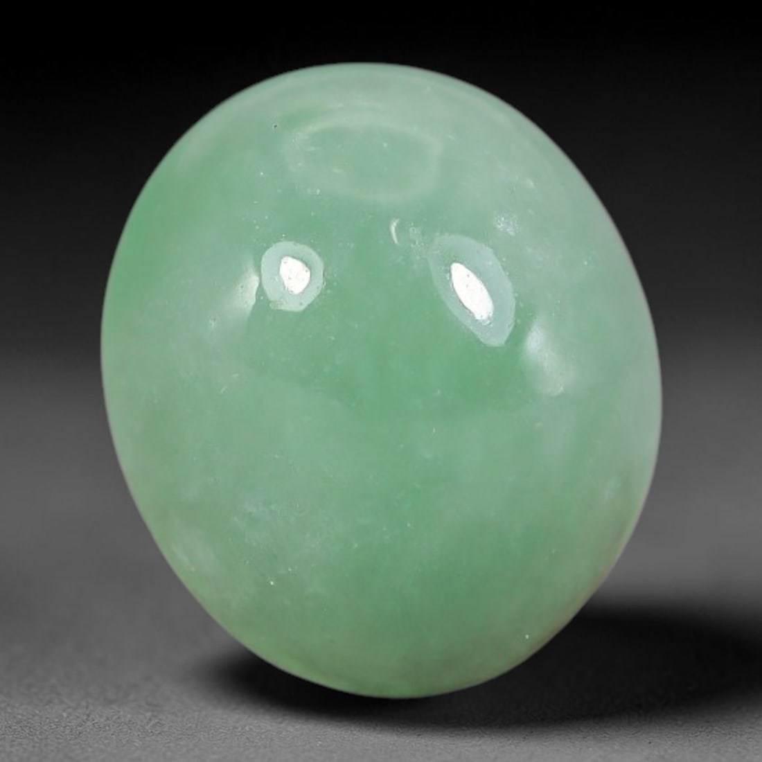 4.75ct Natural Burmese Type A Apple Green Jadeite Jade Cabochon, 82FA: This single loose natural Burmese Type A apple green jadeite jade cabochon, completely untreated, free of artificial dye, bleaching, or resin filling, preserving the original natural mineral crystal s