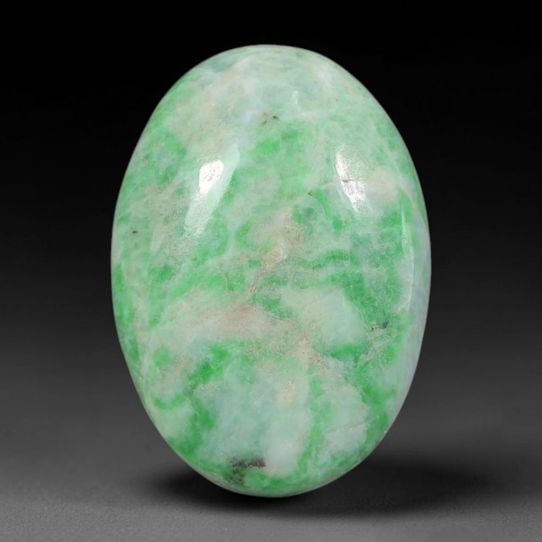 12.52ct Natural Burmese Type A Jadeite Jade Cabochon, 43FB: This single loose natural Burmese Type A jadeite jade cabochon, fully untreated with no dyeing, bleaching or resin impregnation, this genuine Type A jade retains its all-natural crystalline structure 