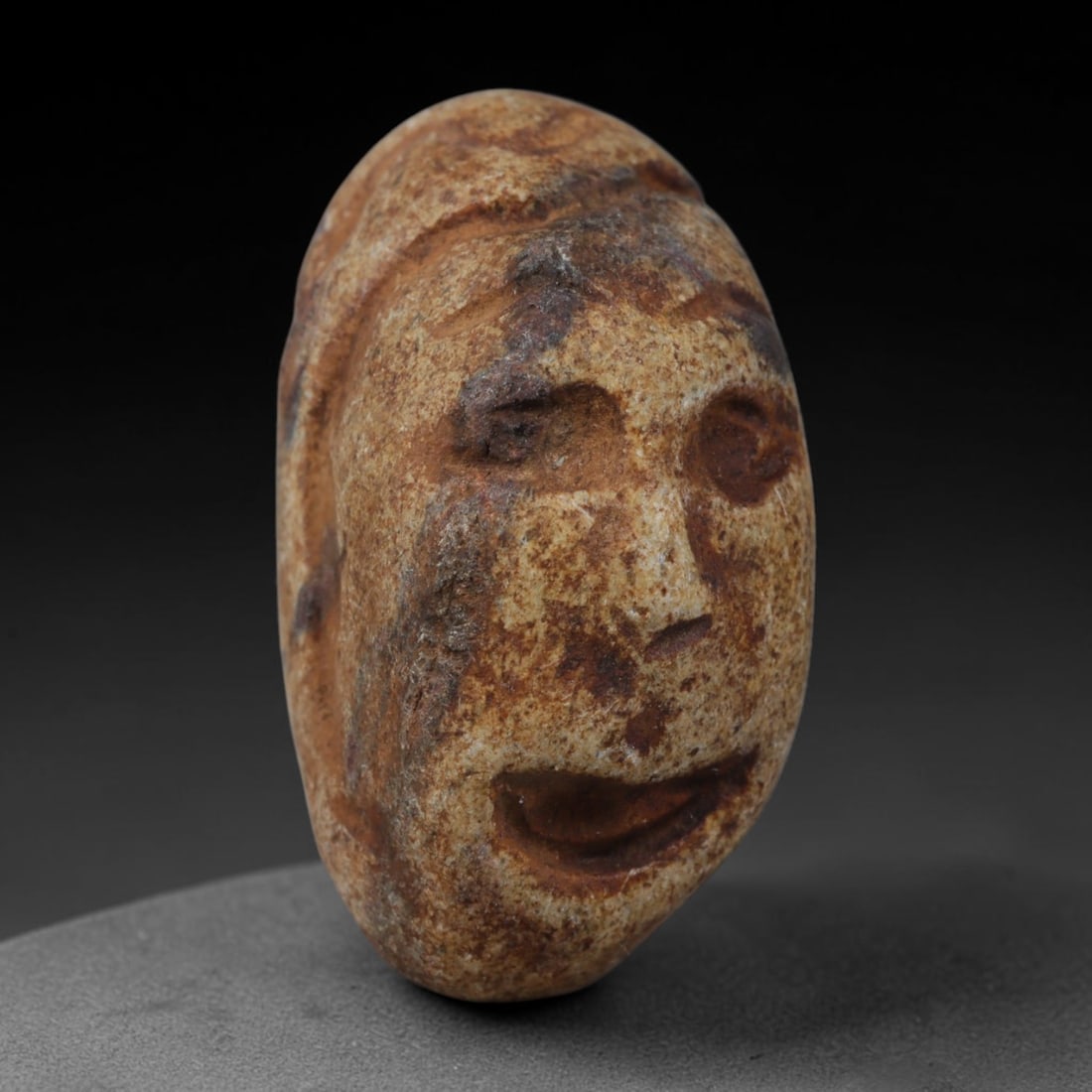 Ancient Medieval Mediterranean Hand Carved Stone Maskette Amulet, 64AP (1 of 1)