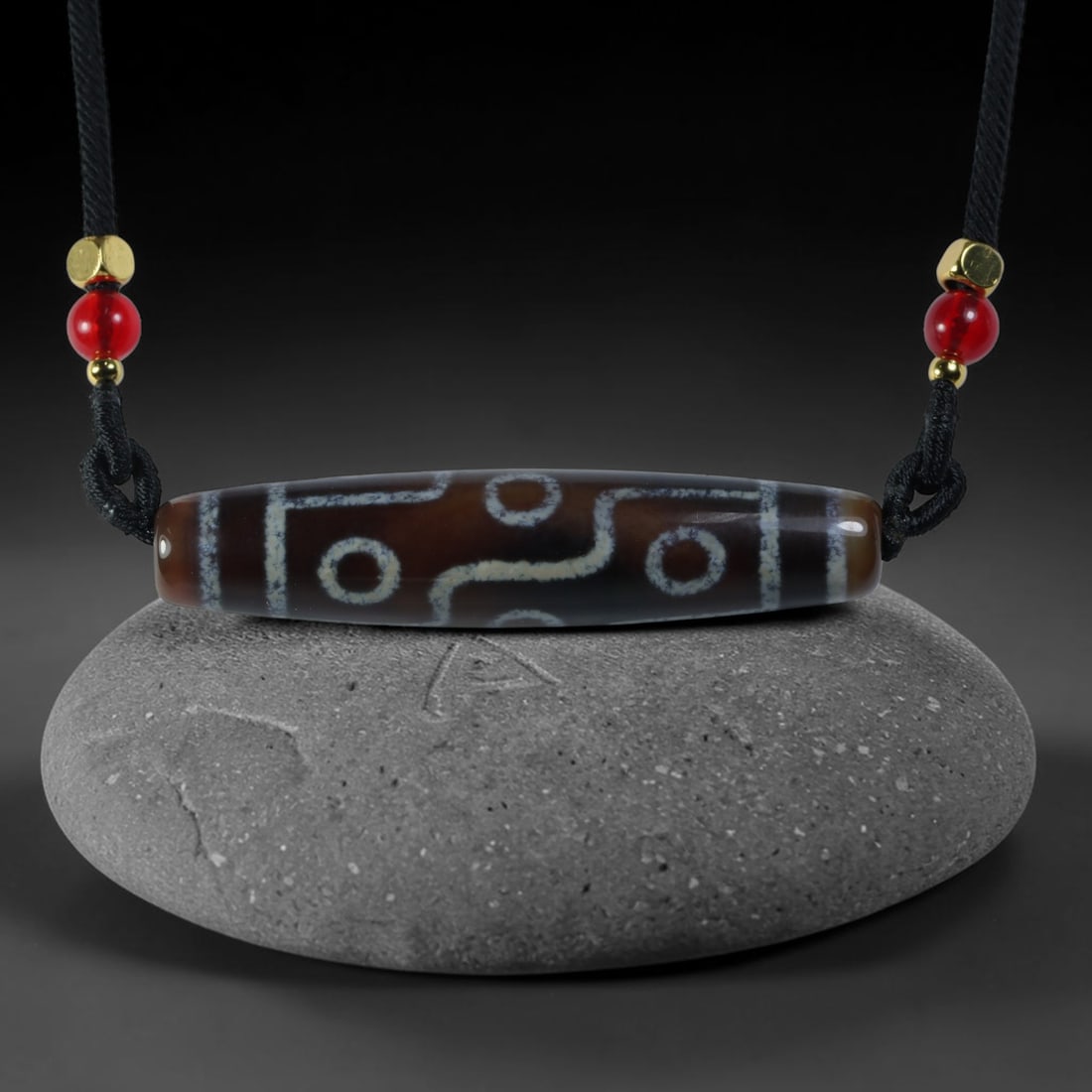 Vintage Tibetan Natural Agate Dzi Bead Pendant, 27AC: Traditional wearable spiritual pendant crafted from solid natural agate stone, rooted in ancient Tibetan cultural and devotional heritage. Agate dzi beads hold immense sacred importance within Tibetan
