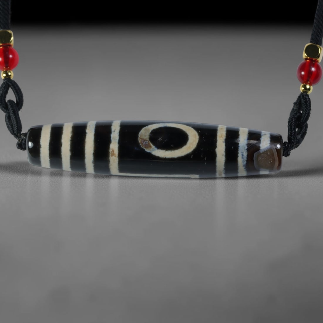 Vintage Tibetan Natural Agate Dzi Bead Pendant, 29AC: Traditional wearable spiritual pendant crafted from solid natural agate stone, rooted in ancient Tibetan cultural and devotional heritage. Agate dzi beads hold immense sacred importance within Tibetan