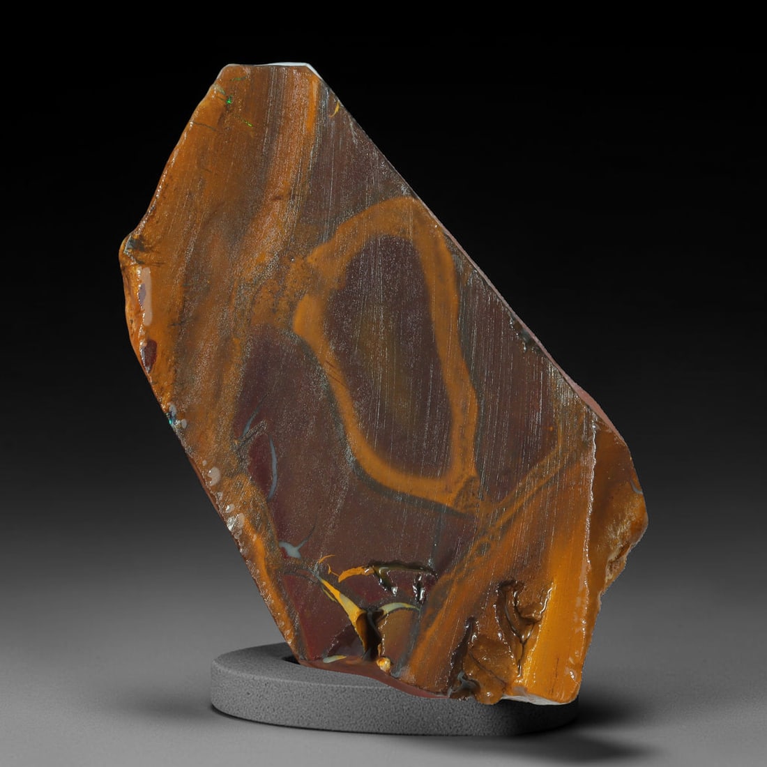 68.60ct Natural Australian Queensland Boulder Opal Sliced Slab Cutting Rough, 97AX: Natural sliced slab rough of Queensland boulder opal cutting grade, featuring rich color ironstone matrix with patterns. The face clearly reveals extensive opal veining and pocket formations running t