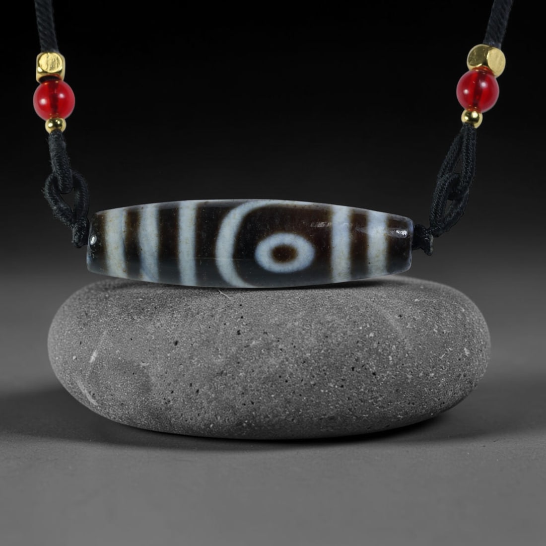 Vintage Tibetan Natural Agate Dzi Bead Pendant, 26AC: Traditional wearable spiritual pendant crafted from solid natural agate stone, rooted in ancient Tibetan cultural and devotional heritage. Agate dzi beads hold immense sacred importance within Tibetan