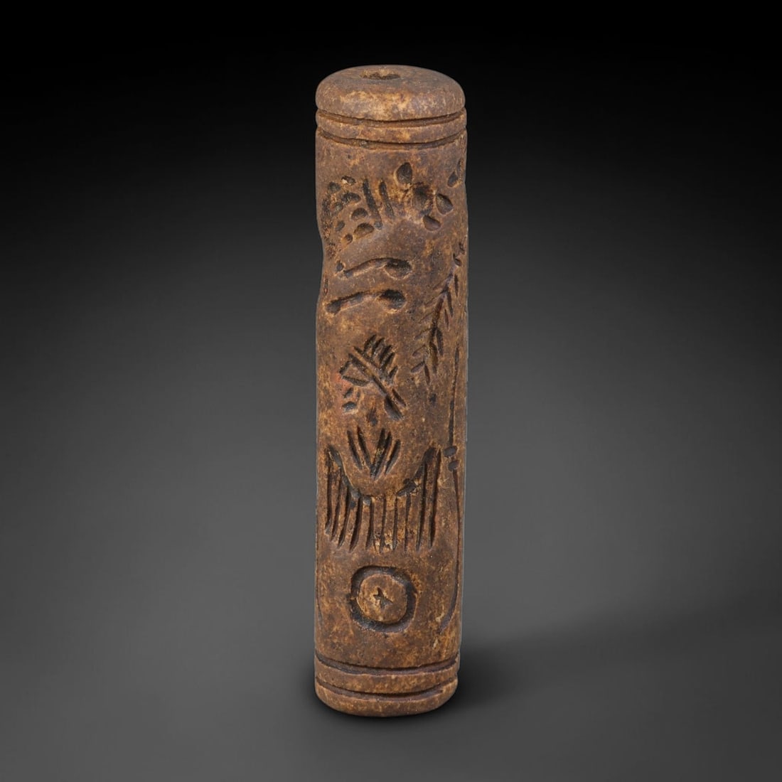 Ancient Mesopotamian Terracotta-Toned Stone Cylinder Seal (2900-2334 BCE), 85AB (1 of 3)