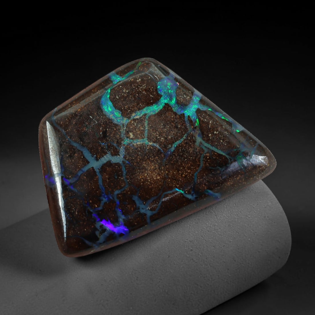 8.40ct Natural Australian Queensland Matrix Boulder Opal Triangular Cabochon, 55AX (1 of 2)