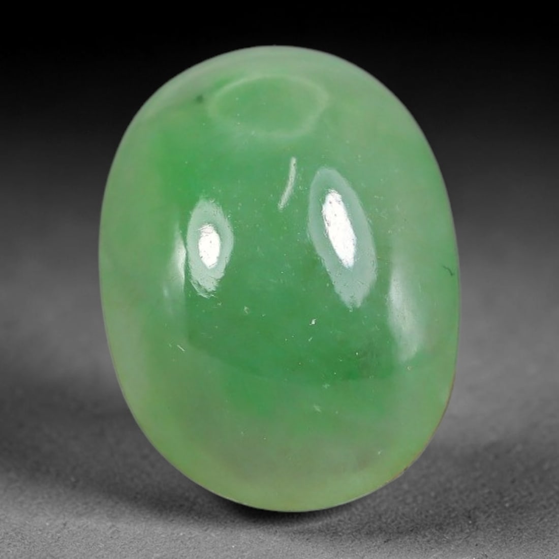 4.33ct Natural Burmese Type A Apple Green Jadeite Jade Cabochon, 91FA: This single loose natural Burmese Type A apple green jadeite jade cabochon, completely untreated, free of artificial dye, bleaching, or resin filling, preserving the original natural mineral crystal s