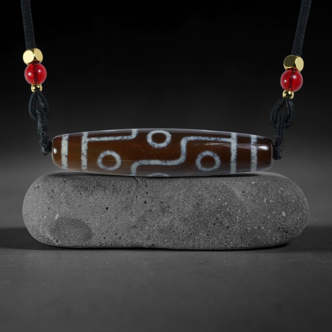 Vintage Tibetan Natural Agate Dzi Bead Pendant, 25AC: Traditional wearable spiritual pendant crafted from solid natural agate stone, rooted in ancient Tibetan cultural and devotional heritage. Agate dzi beads hold immense sacred importance within Tibetan