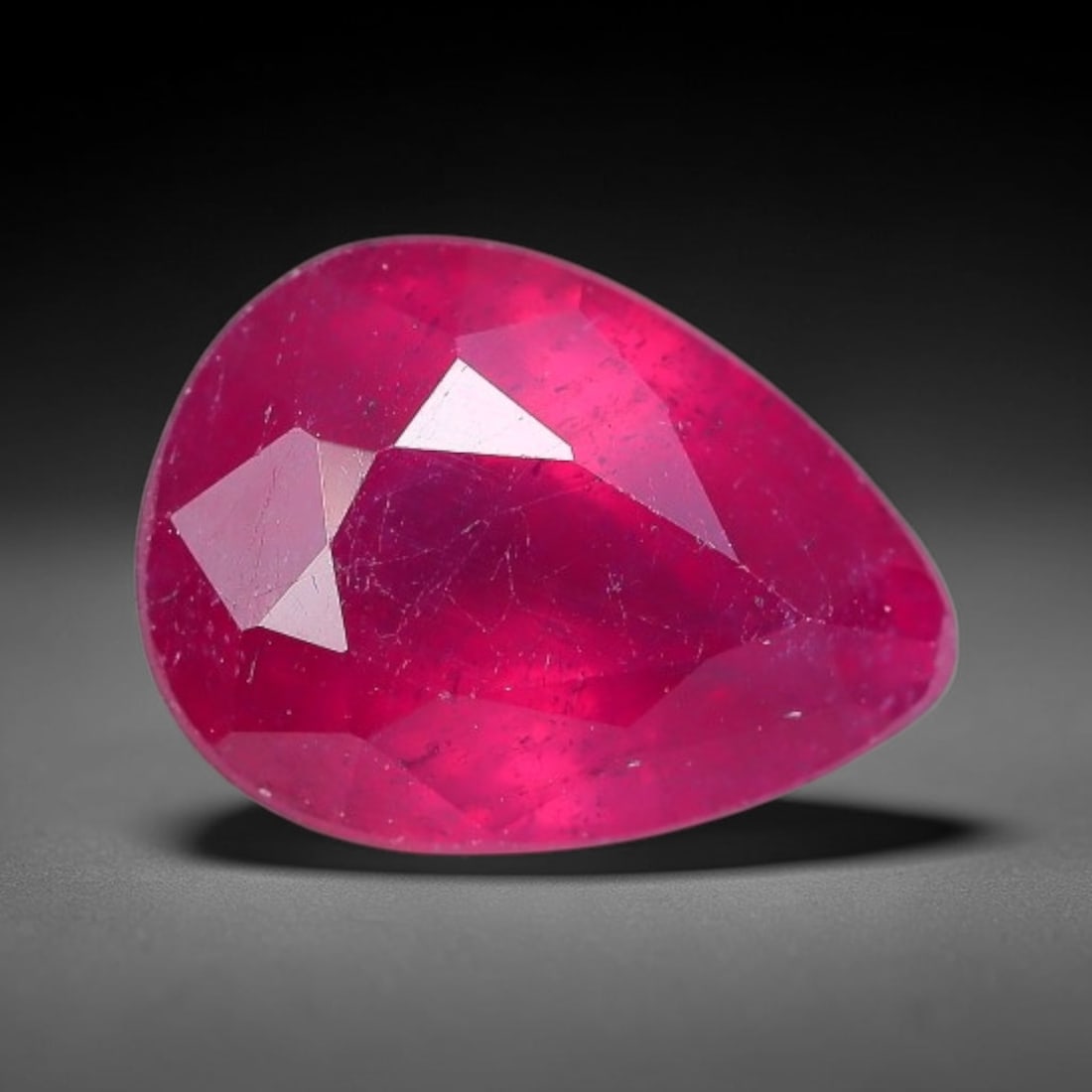 1.67 Carats Natural Madagascar Vivid Fuchsia Red Heated Ruby Loose Gemstone, 17AH: This vivid fuchsia red Madagascar ruby displays rich saturated red tone with subtle natural internal mineral traces that showcase genuine earth-grown character, measured at 8x5.8x4.3mm, the intense wa