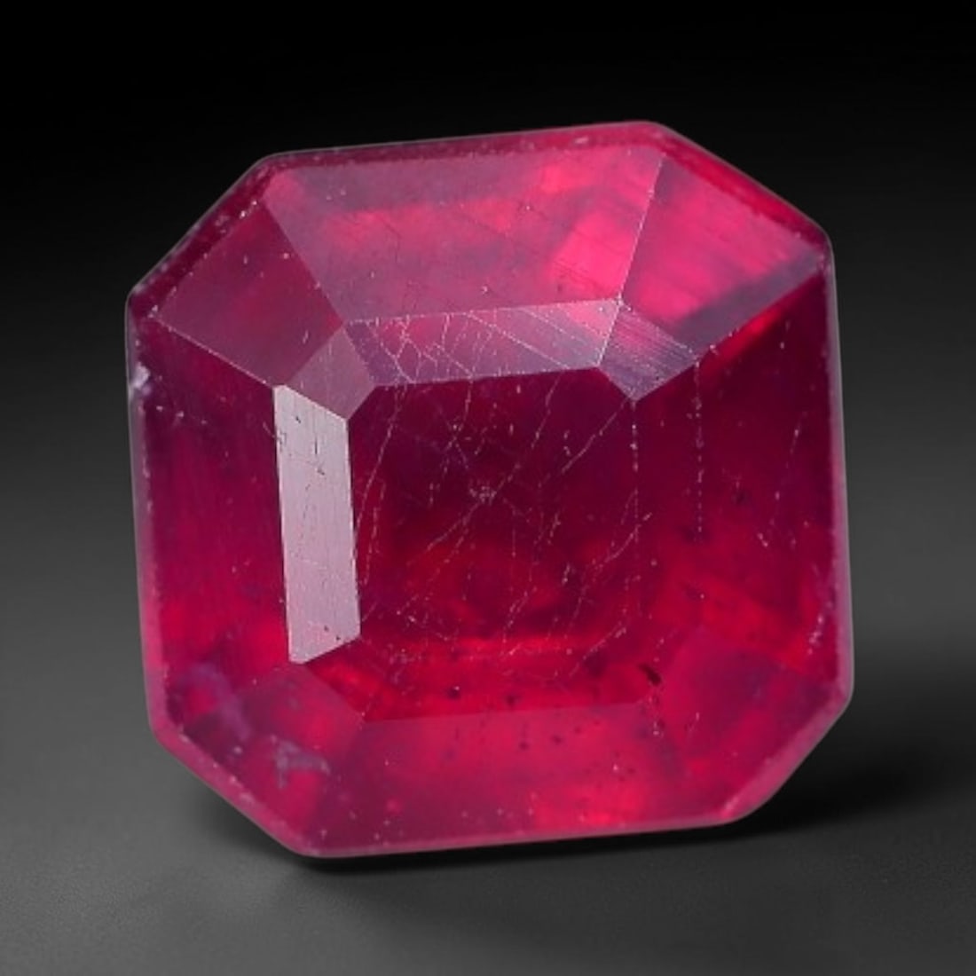 1.30 Carats Natural Madagascar Vivid Fuchsia Red Heated Ruby Loose Gemstone, 21AH: This vivid fuchsia red Madagascar ruby displays rich saturated red tone with subtle natural internal mineral traces that showcase genuine earth-grown character, measured at 5.7x3.9mm, the intense warm