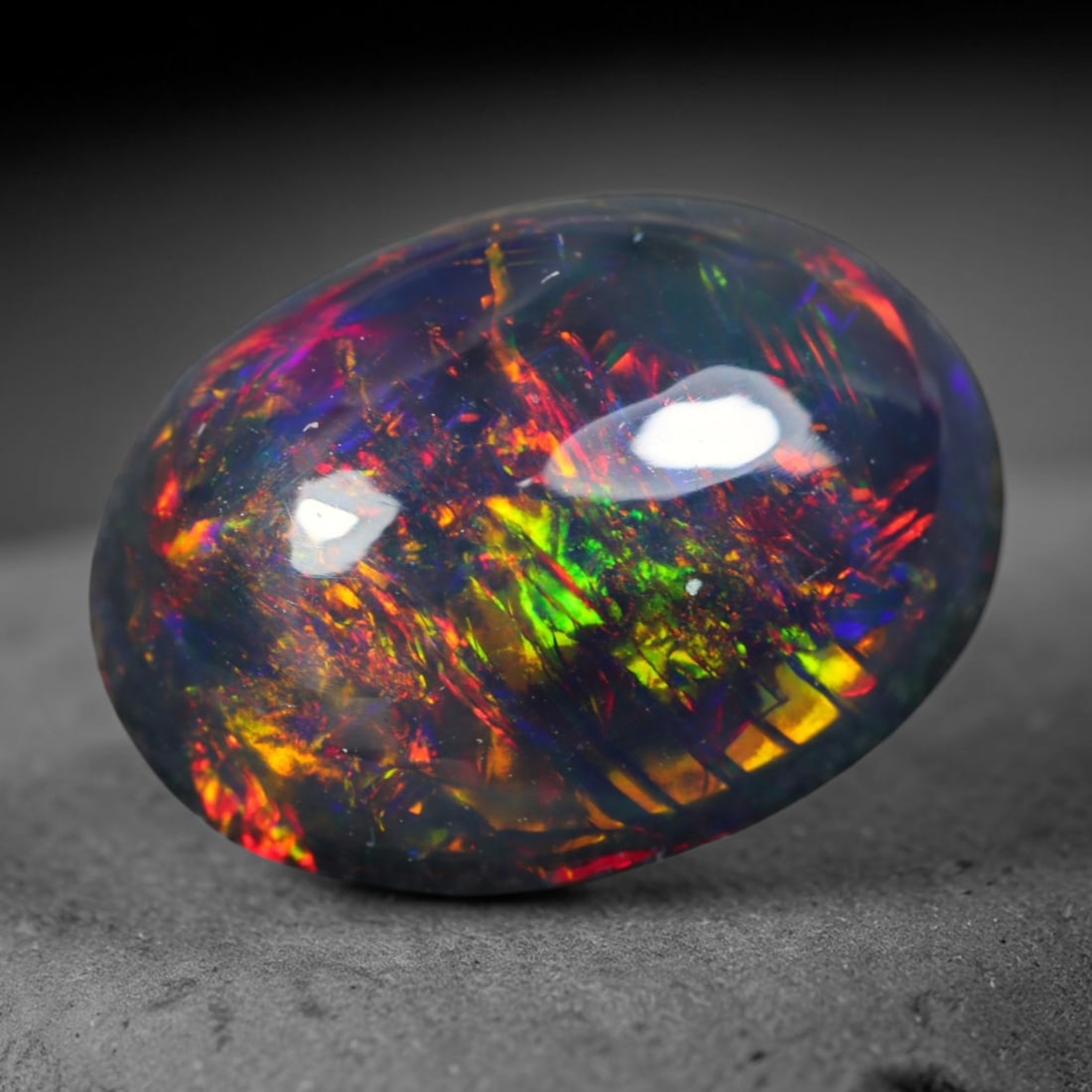 1.96ct Natural Ethiopian Welo Black Smoked Opal Cabochon Loose Gemstone, 54AK (1 of 1)