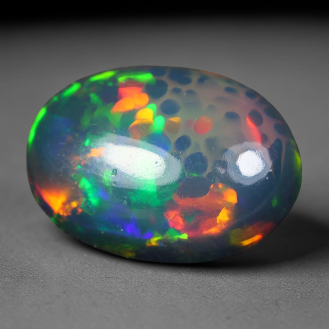 2.44ct Natural Ethiopian Welo Black Smoked Opal Cabochon Loose Gemstone, 64AK (1 of 1)