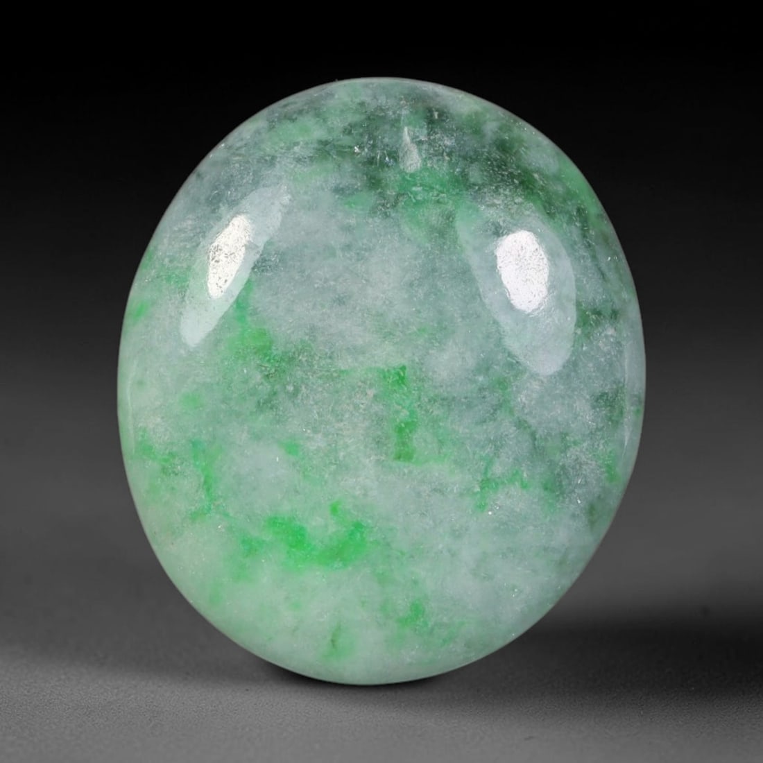 17.32ct Natural Burmese Type A Jadeite Jade Cabochon, 41AL: This single loose natural Burmese Type A jadeite jade cabochon, fully untreated with no dyeing, bleaching or resin impregnation, this genuine Type A jade retains its all-natural crystalline structure 