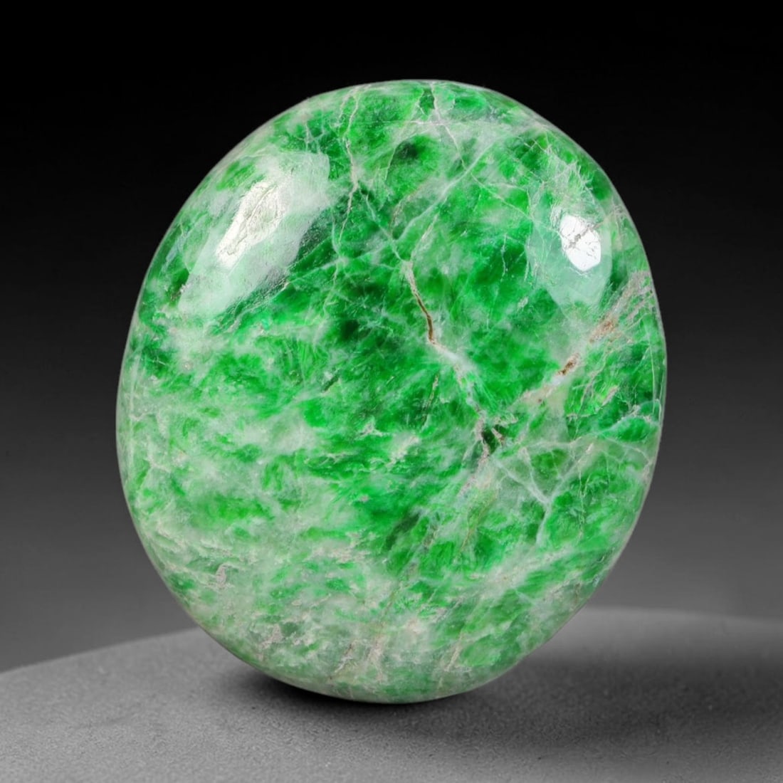 11.40ct Natural Burmese Type A Jadeite Jade Cabochon, 60AL: This single loose natural Burmese Type A jadeite jade cabochon, fully untreated with no dyeing, bleaching or resin impregnation, this genuine Type A jade retains its all-natural crystalline structure 