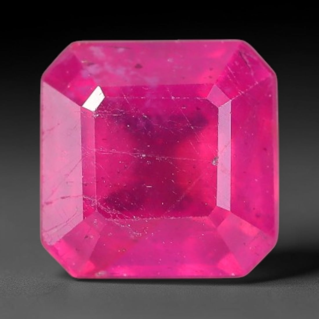 1.68 Carats Natural Madagascar Vivid Fuchsia Red Heated Ruby Loose Gemstone, 28FM: This vivid fuchsia red Madagascar ruby displays rich saturated red tone with subtle natural internal mineral traces that showcase genuine earth-grown character, measured at 6.1x4.1mm, the intense warm