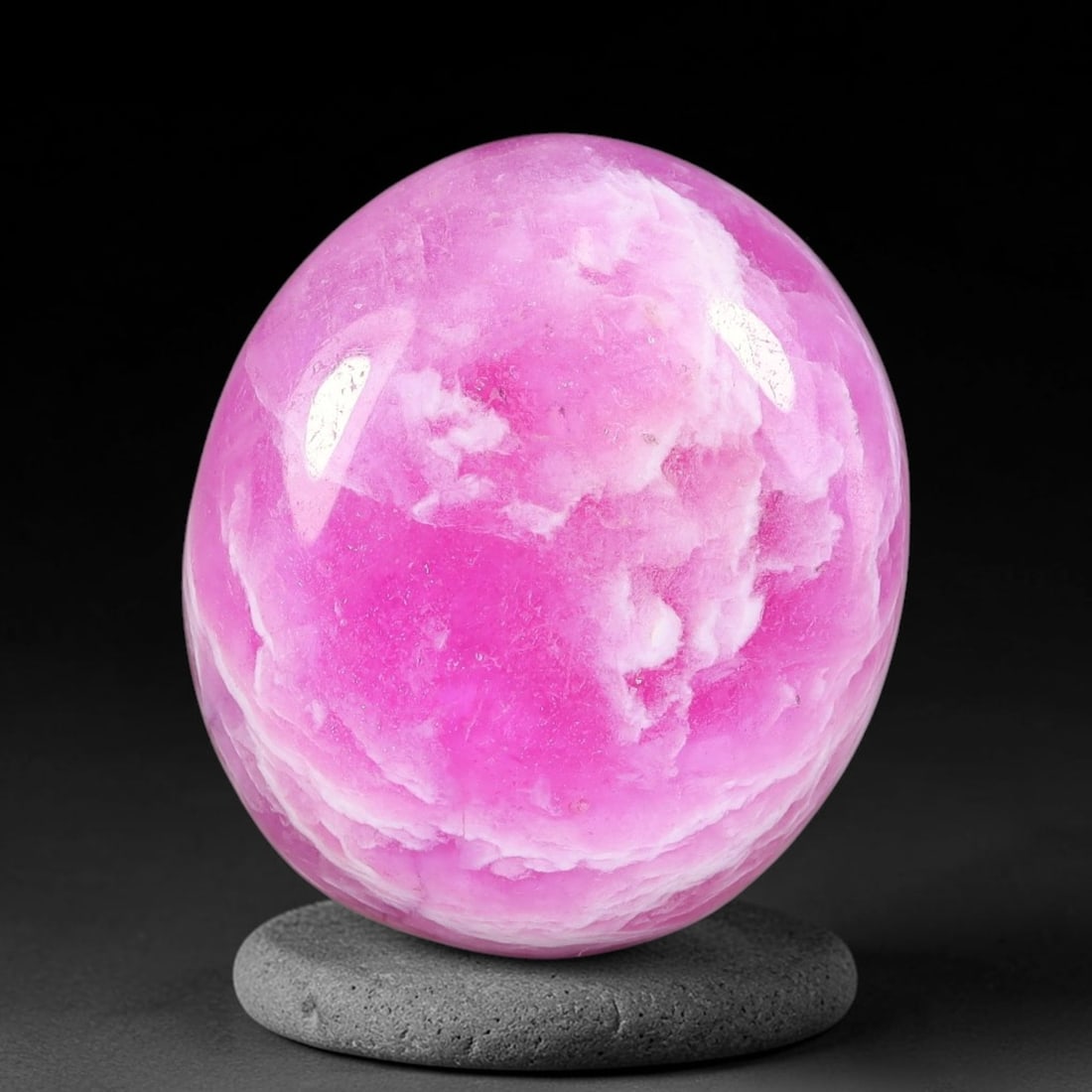 18.77 Carats Natural Mozambique Vivid Pink Red Ruby Loose Gemstone, 93FG: This polished Mozambique ruby cabochon measures 18.2x15.8x5.6mm, featuring striking natural swirling white mineral banding layered across a rich saturated pink red base that creates a unique organic a