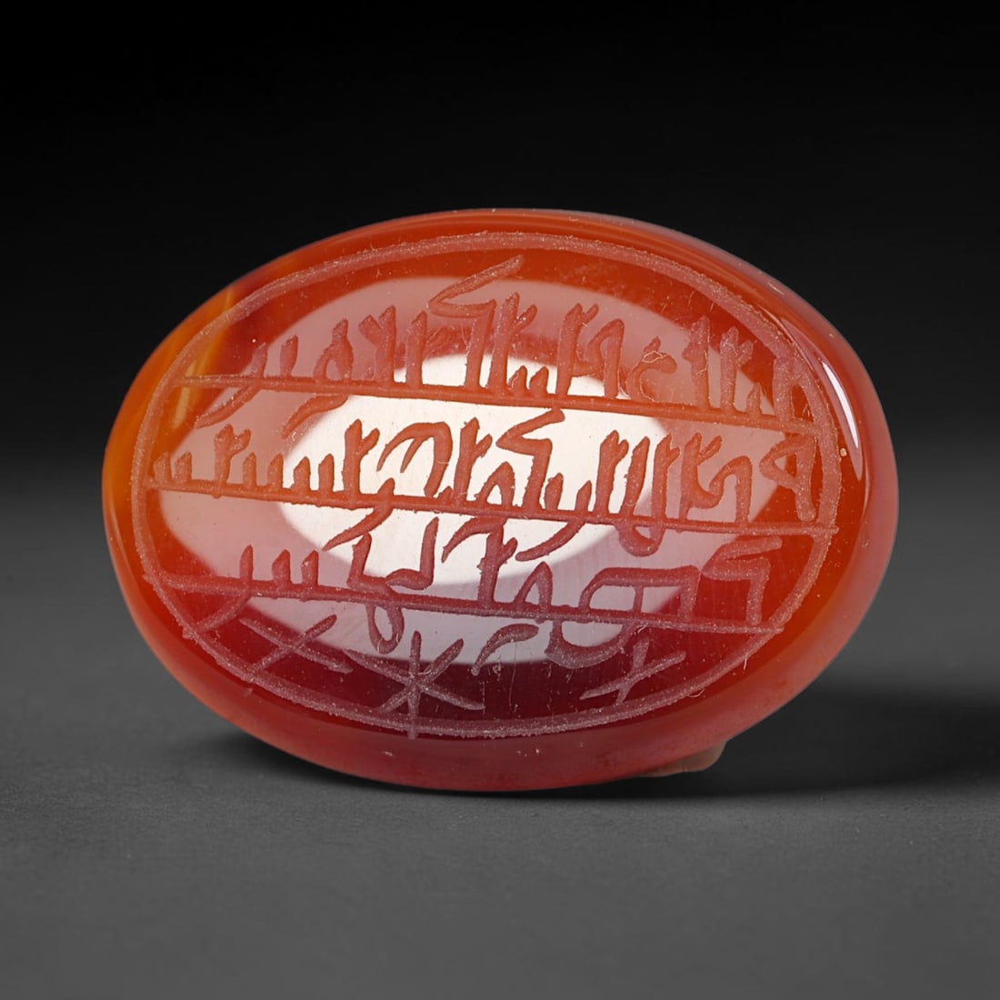 Early Vintage Islamic Natural Agate Script Intaglio Seal Cabochon (Post 1900 CE), 70AP: Fully hand-engraved oval agate intaglio seal tablet, crafted entirely by hand with no machine-assisted carving. The polished stone face features inscribed devotional script contained within a defined 