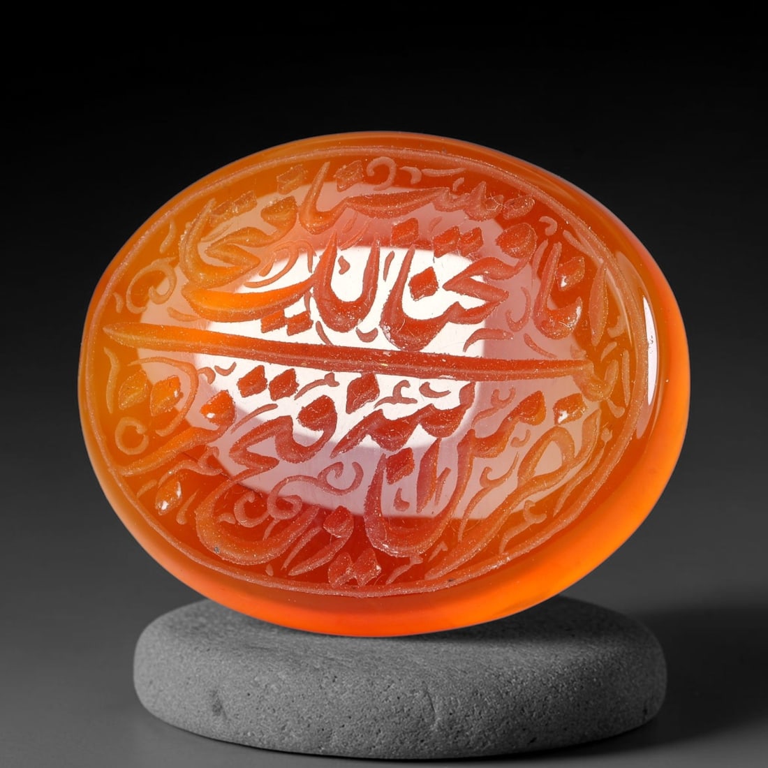 Early Vintage Islamic Natural Agate Script Intaglio Seal Cabochon (Post 1900 CE), 66AN: Fully hand-engraved oval agate intaglio seal tablet, crafted entirely by hand with no machine-assisted carving. The polished stone face features inscribed devotional script contained within a defined 