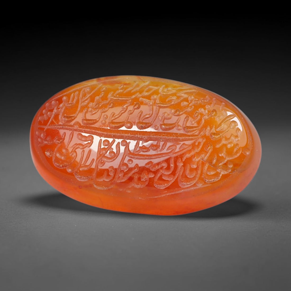 Early Vintage Islamic Natural Agate Script Intaglio Seal Cabochon (Post 1900 CE), 24FG: Fully hand-engraved oval agate intaglio seal tablet, crafted entirely by hand with no machine-assisted carving. The polished stone face features inscribed devotional script contained within a defined 