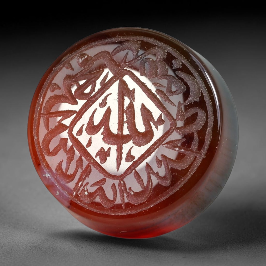 Early Vintage Islamic Natural Agate Script Intaglio Seal Cabochon (Post 1900 CE), 74AN: Fully hand-engraved oval agate intaglio seal tablet, crafted entirely by hand with no machine-assisted carving. The polished stone face features inscribed devotional script contained within a defined 
