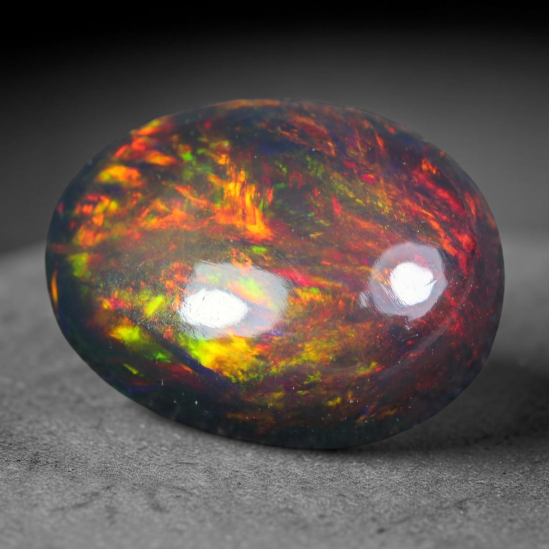2.18ct Natural Ethiopian Welo Black Smoked Opal Cabochon Loose Gemstone, 63AK (1 of 1)
