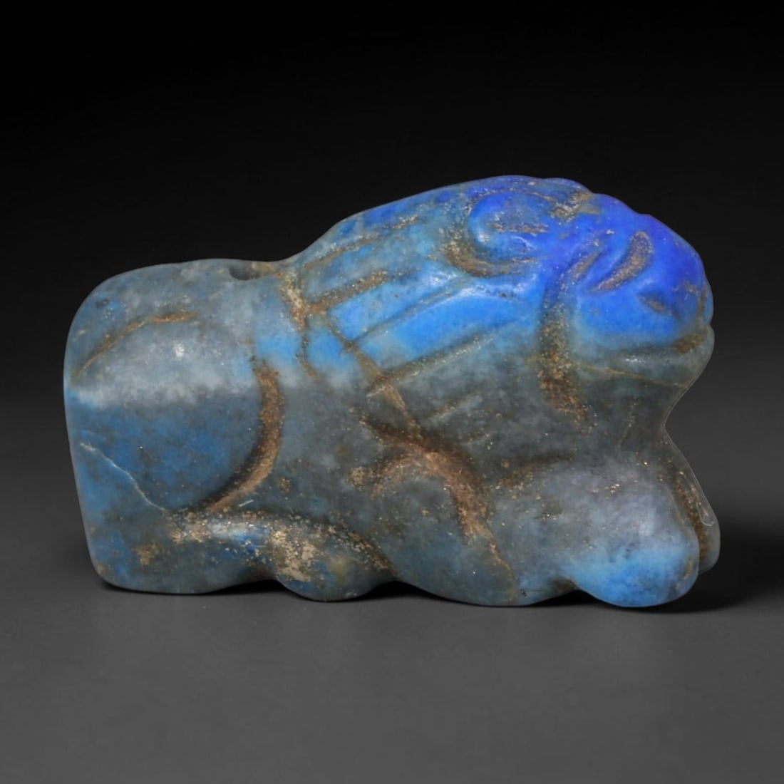 Ancient Near Eastern Lapis Lazuli Recumbent Bull Zoomorphic Amulet (1200-600 BCE), 20AB (1 of 1)