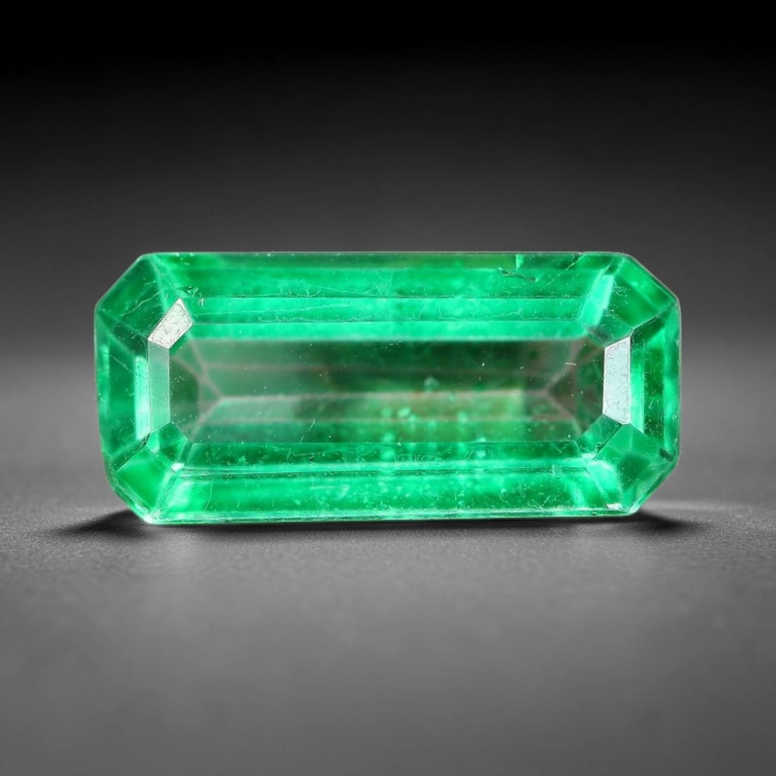 4.23 Carats Natural Brazil Vivid Green Topaz Loose Gemstone, 6FE: This natural Brazil topaz with recorded dimensions of 14x6.4x4.4mm, featuring a bright saturated green tone achieved via color coating treatment across the gem surface, with faint subtle natural inter