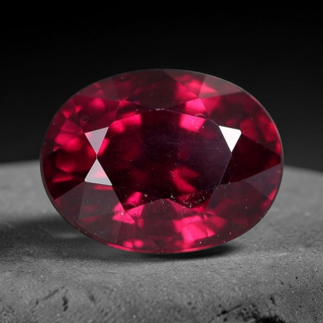 3.35 Carats Natural Mozambique Deep Fuchsia Rhodolite Garnet Loose Gemstone, 25FE: This natural Mozambique rhodolite garnet features dimensions of 9.7x7.5x5.4mm, holding a vivid deep fuchsia-pink color that glows brightly when light passes through its transparent body, with fine sub