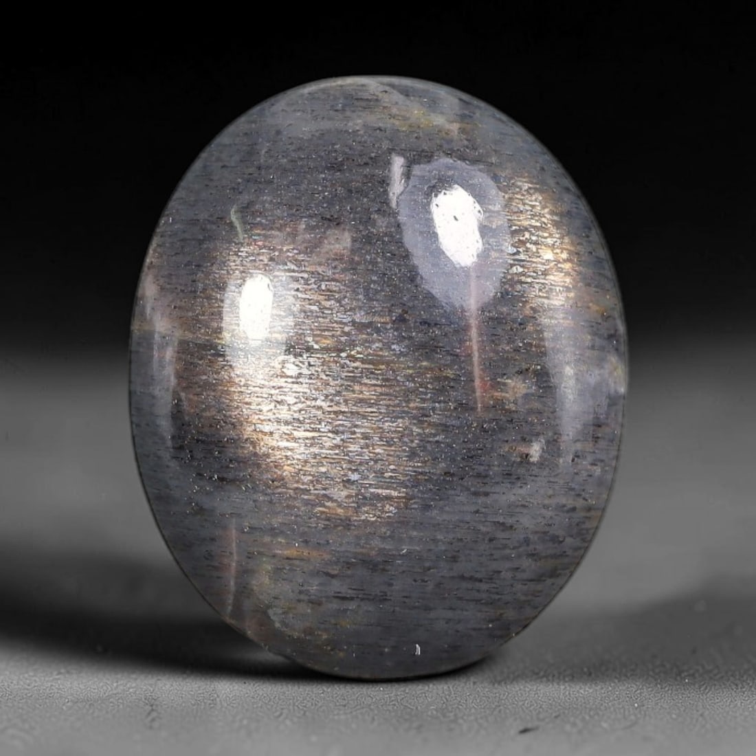 11.67 Carats Natural Australian Lattice Sunstone Cabochon Loose Gemstone, 92AB: This rich lattice sunstone boasts striking vertical mineral lattice inclusions, measured at 17.8x14.8x6mm, its earthy blended brown and peach base paired with vibrant multi-colored light reflections d
