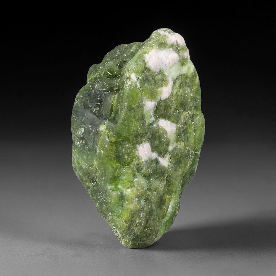 161ct Natural Russian Siberian Deep Forest Green Chrome Diopside Rough, 98AH: This substantial uncut chrome diopside rough features rich saturated forest green color boosted by natural chromium deposits, creating vivid emerald-hued translucency across its textured raw surface, 