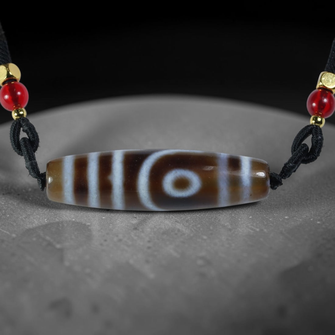 Vintage Tibetan Natural Agate Dzi Bead Pendant, 21AC: Traditional wearable spiritual pendant crafted from solid natural agate stone, rooted in ancient Tibetan cultural and devotional heritage. Agate dzi beads hold immense sacred importance within Tibetan