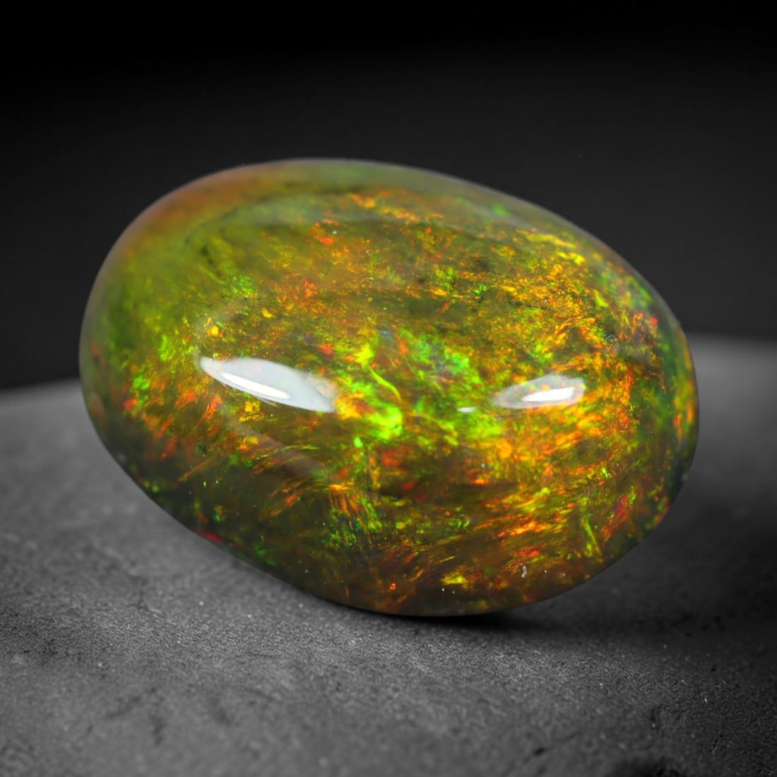 1.92ct Natural Ethiopian Welo Black Smoked Opal Cabochon Loose Gemstone, 34FL (1 of 1)