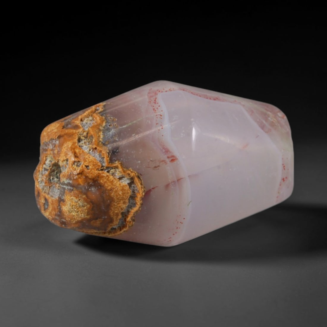 Ancient Mughal Cambay Gujarat Banded Agate Barrel Bead (1526-1800 CE), 62AD: This antique banded agate barrel bead originates from the historic Cambay lapidary workshops of Mughal Gujarat, the legendary South Asian hub for hand-carved chalcedony beads traded widely along marit