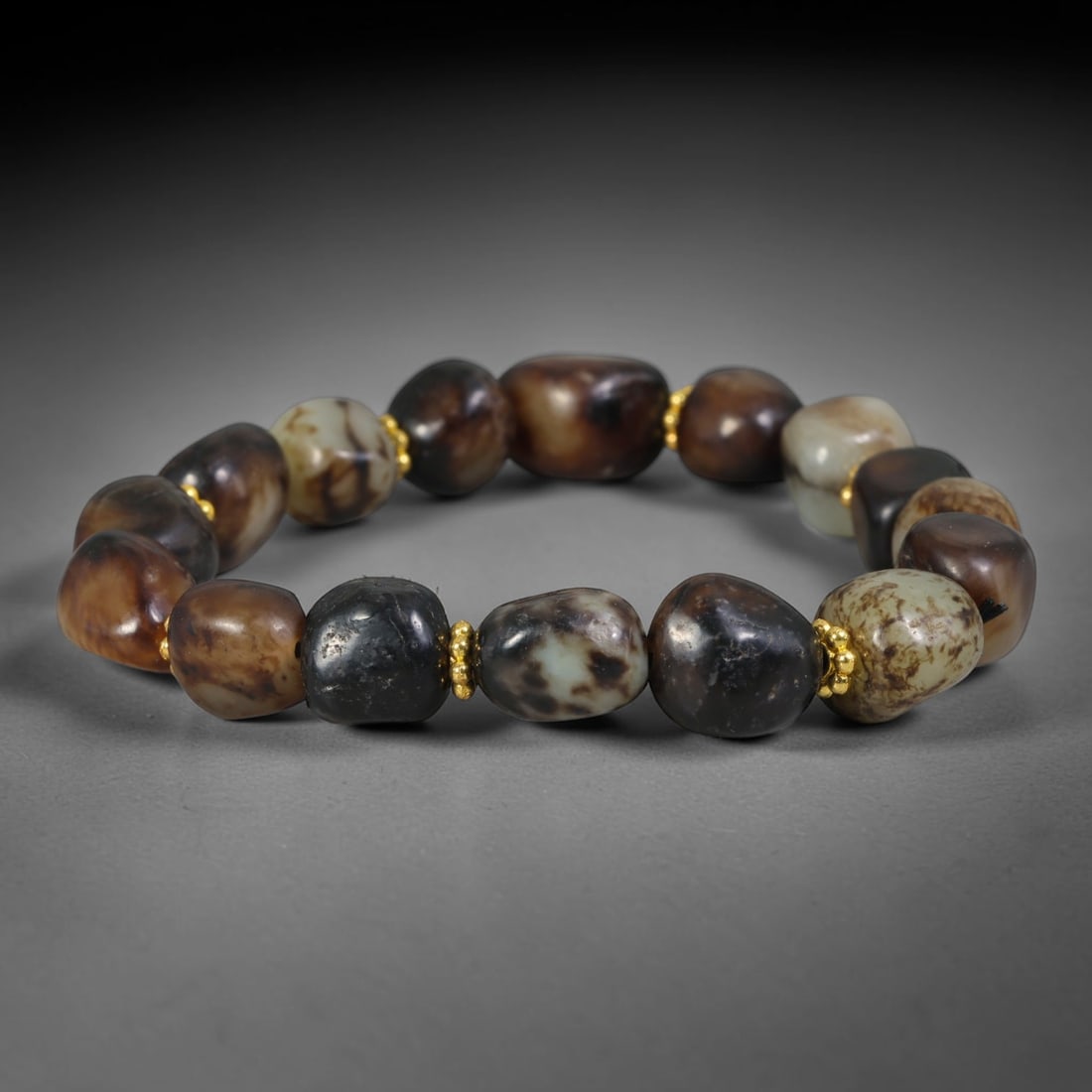 Natural Chinese Xinjiang Hetian Nephrite Jade Pebble Bracelet, 71AE (1 of 1)