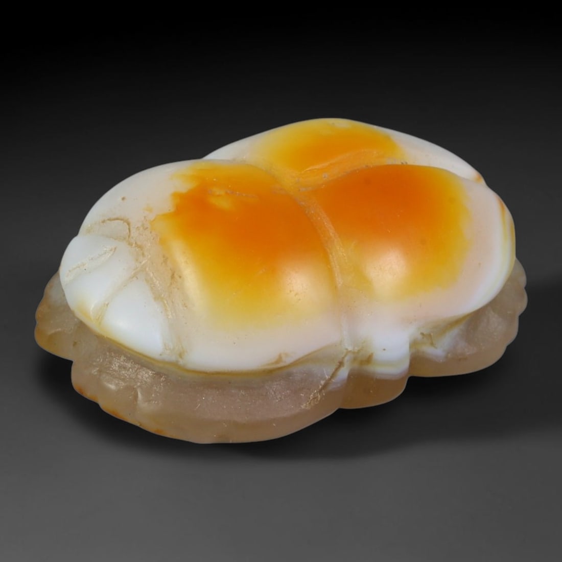 Ancient Egyptian Natural Banded Agate Scarab Protective Amulet (664-30 BCE), 58AB: Hand-carved natural white and golden banded agate scarab beetle talisman, a quintessential ancient Egyptian symbol of rebirth, creation and eternal protection. Smooth polished domed carapace showcasin