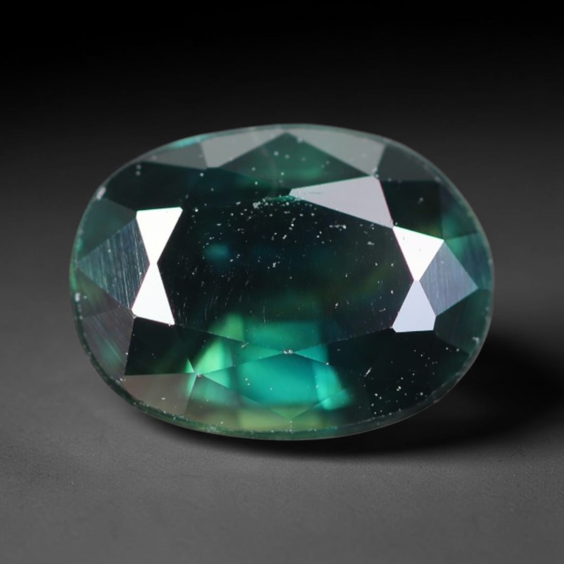 1.42ct Natural Australian Teal Faceted Sapphire Loose Gemstone, 27BA: This skillfully faceted sapphire features rich saturated body tone with fine microscopic mineral inclusions scattered evenly across its polished reflective planes within its 7.4x5.5x3.8mm calibrated d