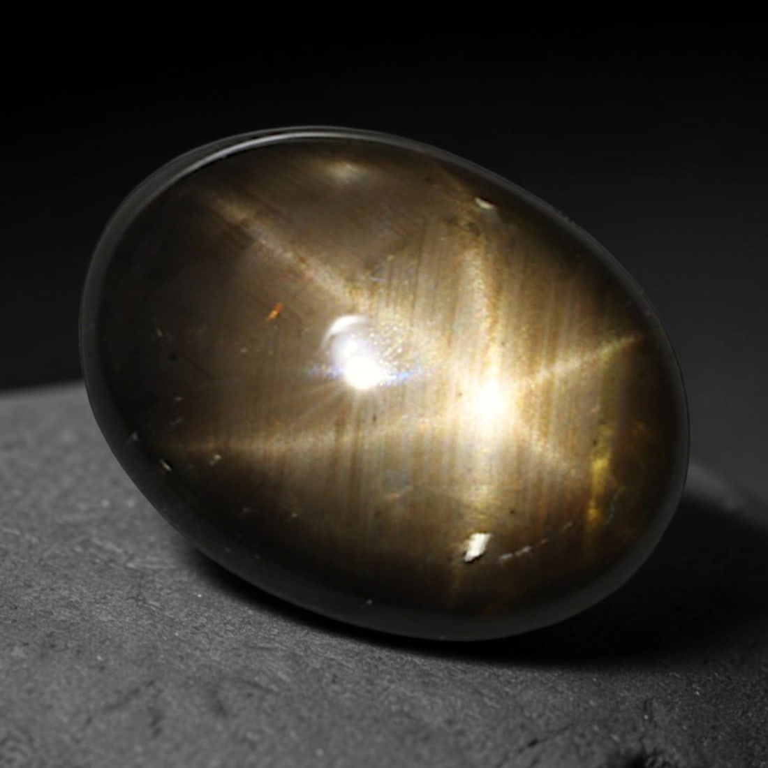 1.94ct Natural Siamese 6-Ray Black Star Sapphire Loose Gemstone, 49BD: This polished star sapphire originates from classic Siamese mining deposits, featuring a deep dark crystalline base with fine native mineral traces trapped within its structure, sized at calibrated 8.