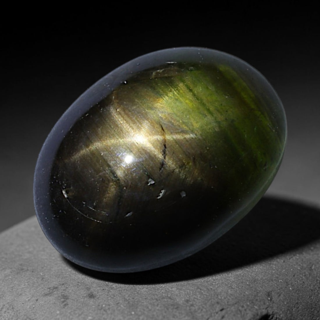 3.58ct Natural Siamese 6-Ray Black Star Sapphire Loose Gemstone, 45BD: This polished star sapphire originates from classic Siamese mining deposits, featuring a deep dark crystalline base with fine native mineral traces trapped within its structure, sized at calibrated 9.