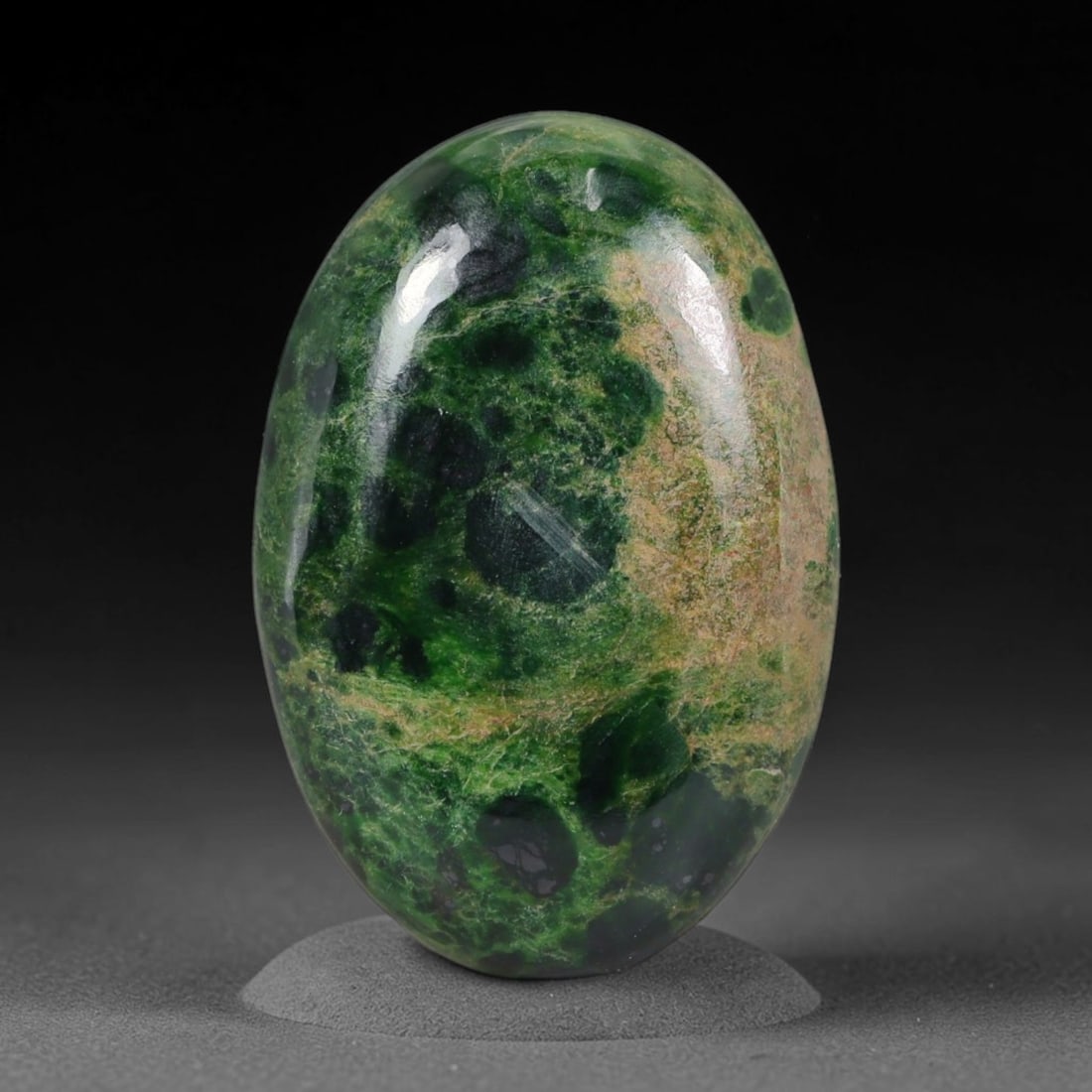 16.10ct Natural Burmese Type A Jadeite Jade Cabochon, 65AL: This single loose natural Burmese Type A jadeite jade cabochon, fully untreated with no dyeing, bleaching or resin impregnation, this genuine Type A jade retains its all-natural crystalline structure 