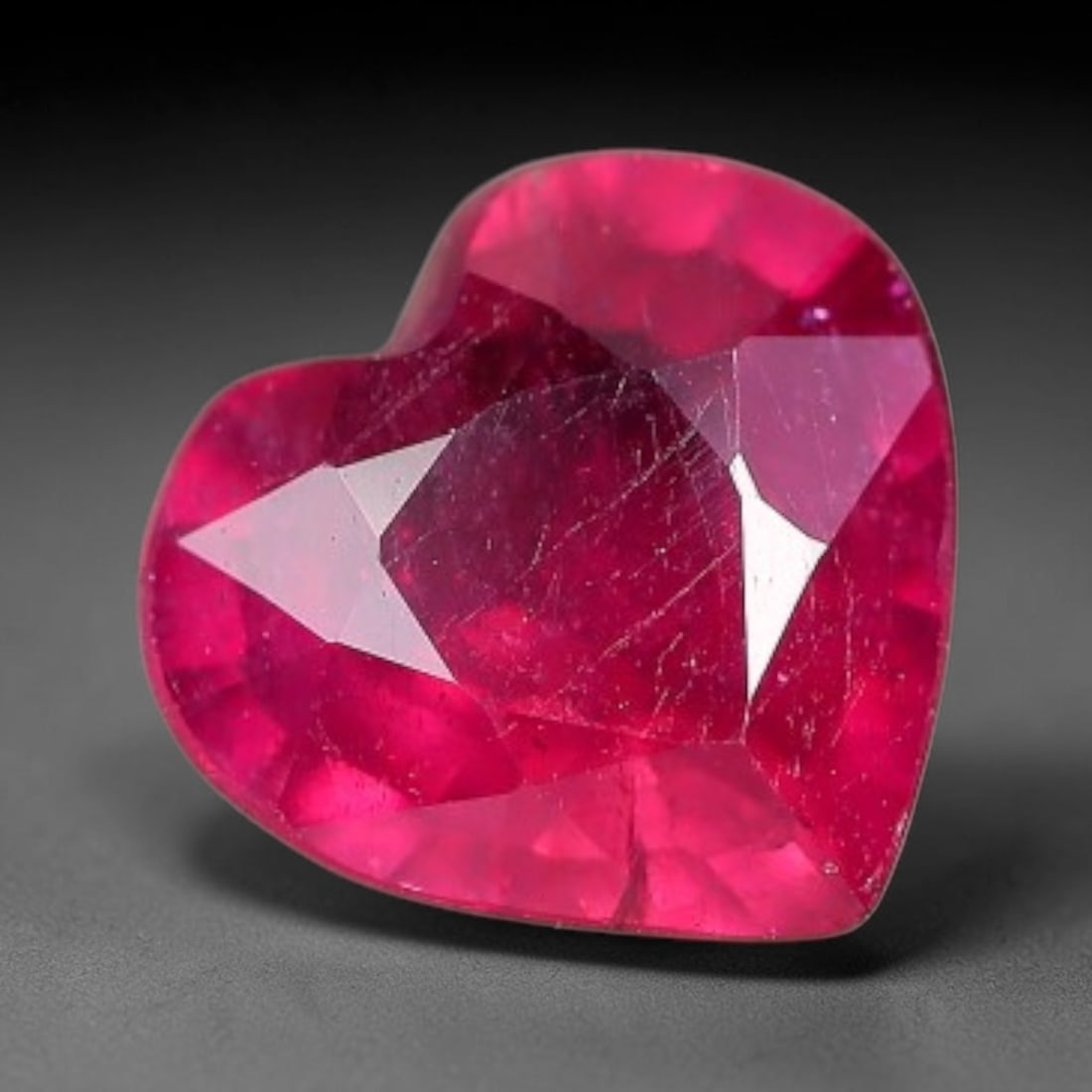 1.30 Carats Natural Madagascar Vivid Fuchsia Red Heated Ruby Loose Gemstone, 60FM: This vivid fuchsia red Madagascar ruby displays rich saturated red tone with subtle natural internal mineral traces that showcase genuine earth-grown character, measured at 6.8x3.4mm, the intense warm