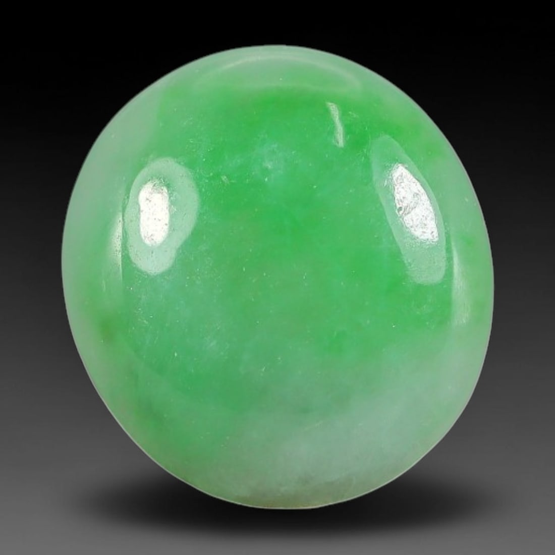 3.83ct Natural Burmese Type A Apple Green Jadeite Jade Cabochon, 71FA: This single loose natural Burmese Type A apple green jadeite jade cabochon, completely untreated, free of artificial dye, bleaching, or resin filling, preserving the original natural mineral crystal s
