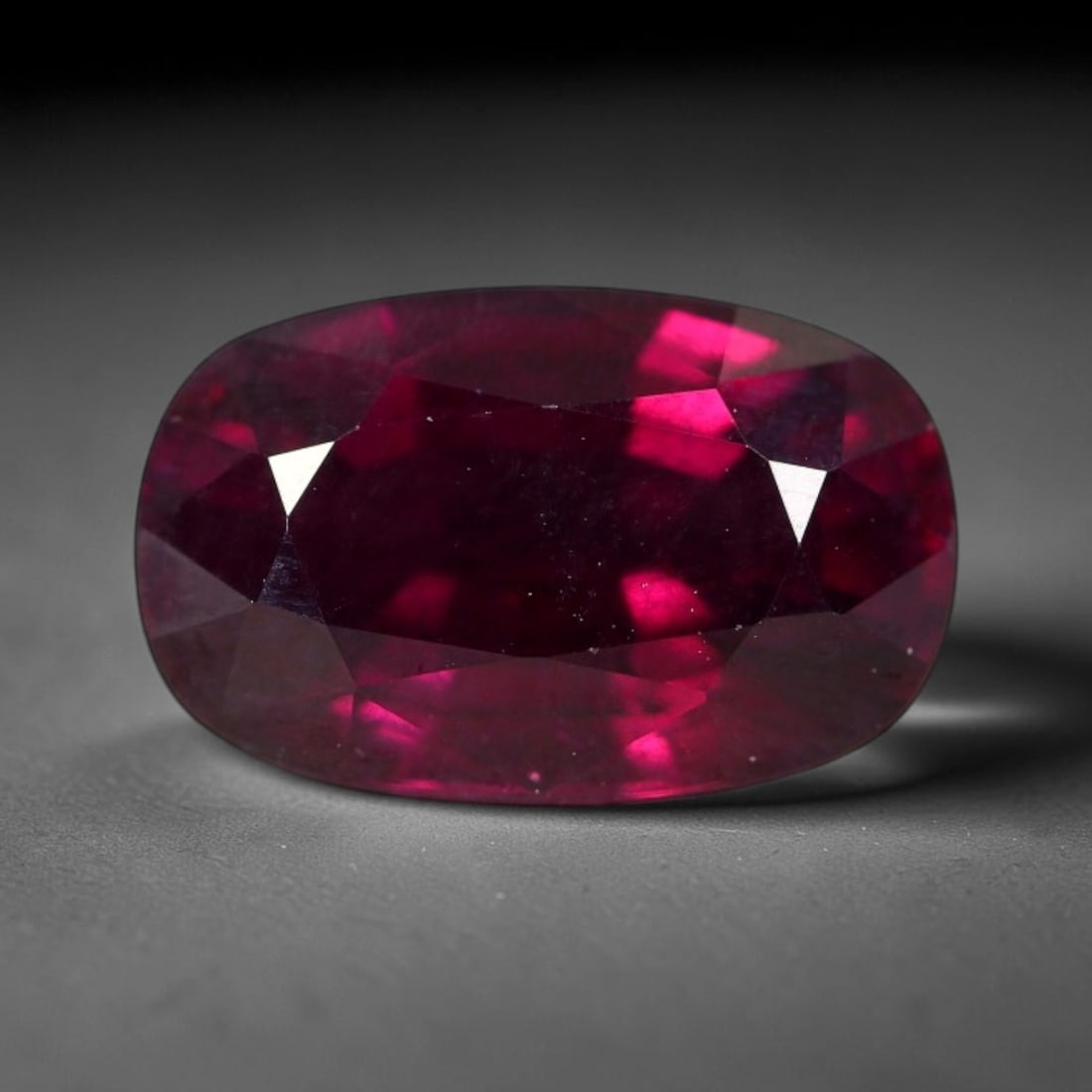 6.36 Carats Natural Mozambique Deep Fuchsia Rhodolite Garnet Loose Gemstone, 67FG: This natural Mozambique rhodolite garnet features dimensions of 13x8.2x6.2mm, holding a vivid deep fuchsia-pink color that glows brightly when light passes through its transparent body, with fine subt