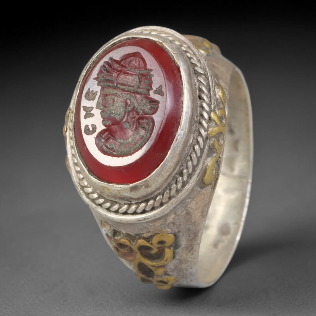 Ancient Medieval Qajar Persian Culture Silver Carnelian Intaglio Signet Ring (1789-1925 CE), 29BF: This authentic antique handcrafted silver signet ring originates from Qajar Dynasty Persian craft traditions, a revered form of elite personal seal jewelry widely traded and worn across historic Persi