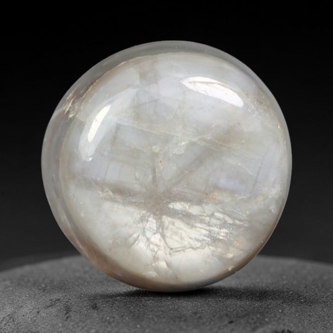 3.72ct Natural Untreated Burmese Trapiche Sapphire Loose Gemstone, 62BE: This polished Burmese trapiche sapphire features soft milky pale base tone with distinct natural mineral growth formations within its crystalline structure, measured at calibrated dimensions of 7.7x5m