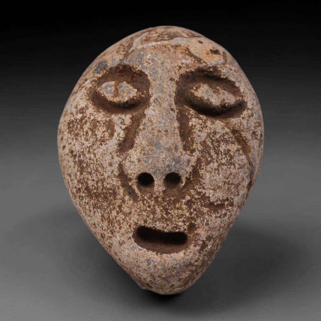 Ancient Medieval Mediterranean Hand Carved Stone Maskette Amulet, 54AP (1 of 1)