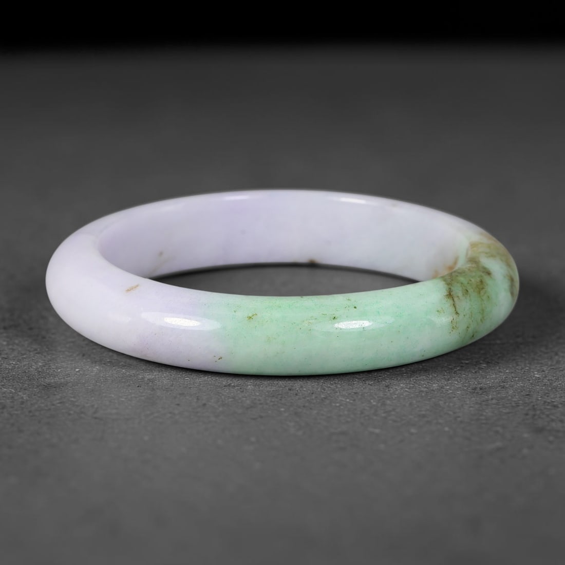 Natural Burmese Type A Jadeite Jade Bangle Bracelet, 75BK: Polished untreated Burmese Type A jadeite jade bangle bracelet with a 62 mm inner diameter and a 12 mm band width. Crafted into a classic rounded interior flat exterior shape with smooth continuous hi