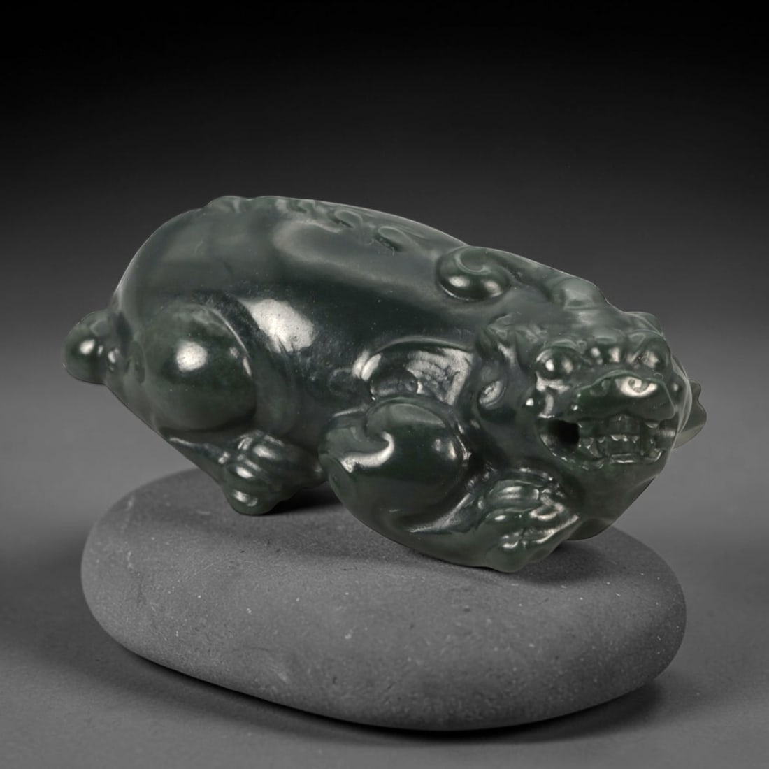 A Chinese Nephrite Jade Pixiu Figure, 20th Century, 94FB (1 of 3)