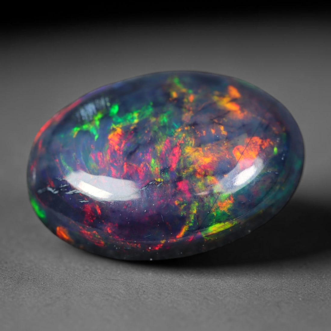 1.58ct Natural Ethiopian Welo Black Smoked Opal Cabochon Loose Gemstone, 82AK (1 of 1)